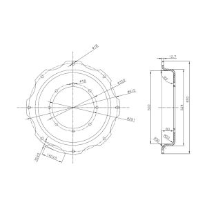 MIOLO/BACIA 650MM - 08 FUROS 291X275 X08 PRESILHAS SIMPLES