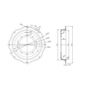 MIOLO/BACIA 650MM -10 FUROS 281X275 8 PRESILHAS  SIMPLES IM REV AMARELO JOHN DEERE