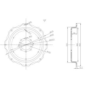 MIOLO/BACIA 650MM 08 FUROS X 08 PRESILHAS AMARELO